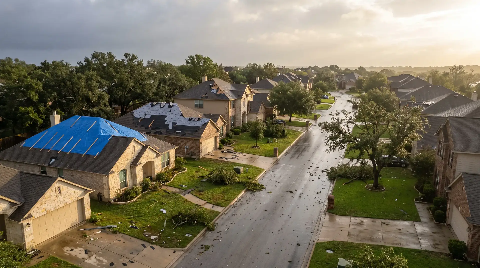 Roof damage San Antonio, neighborhood roofs after a storm