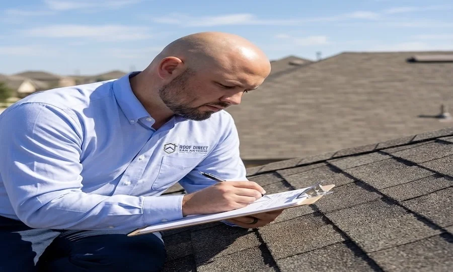 Roof Direct SA inspector assessing wind damage during a roof inspection