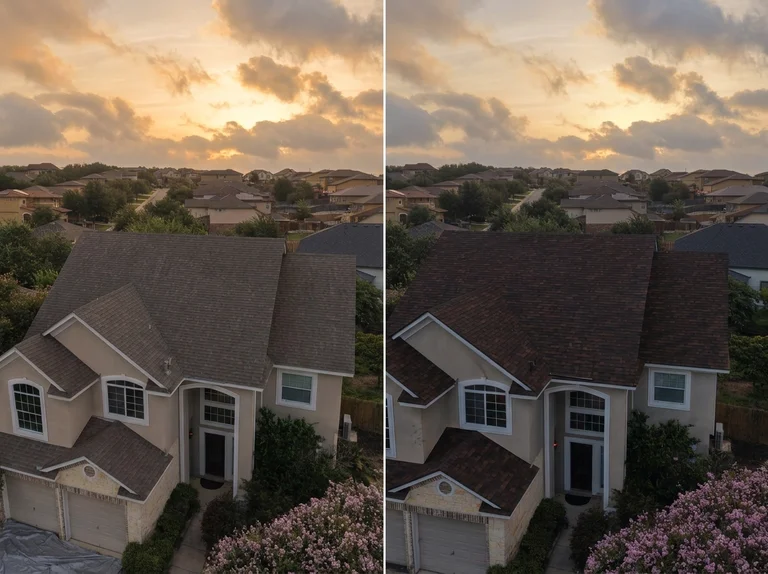 Shane's Timberwood Park roof before and after replacement by Roof Direct San Antonio